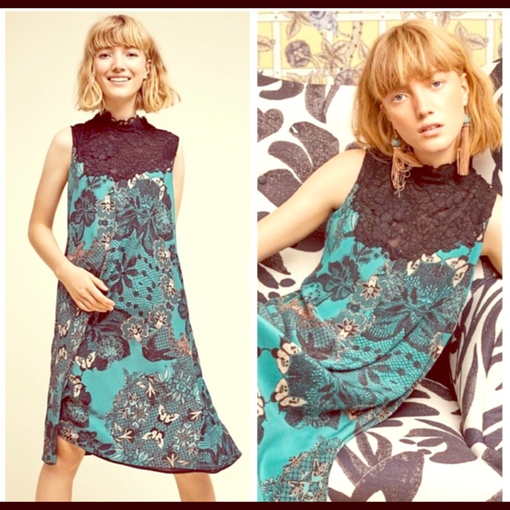 Maeve Emerald Swan Shift Dress